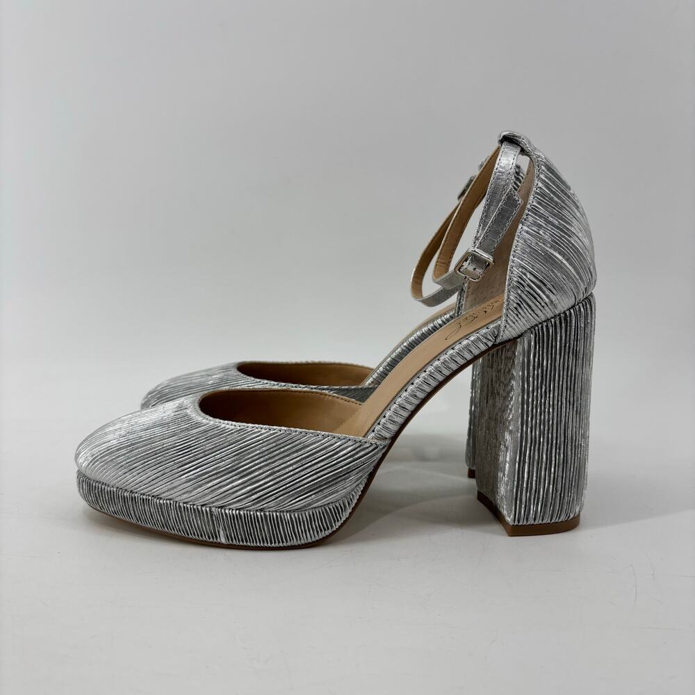 Jewel Badgley Mischka Womens 8.5 Silver Stephanie Heel Block Party Wedding